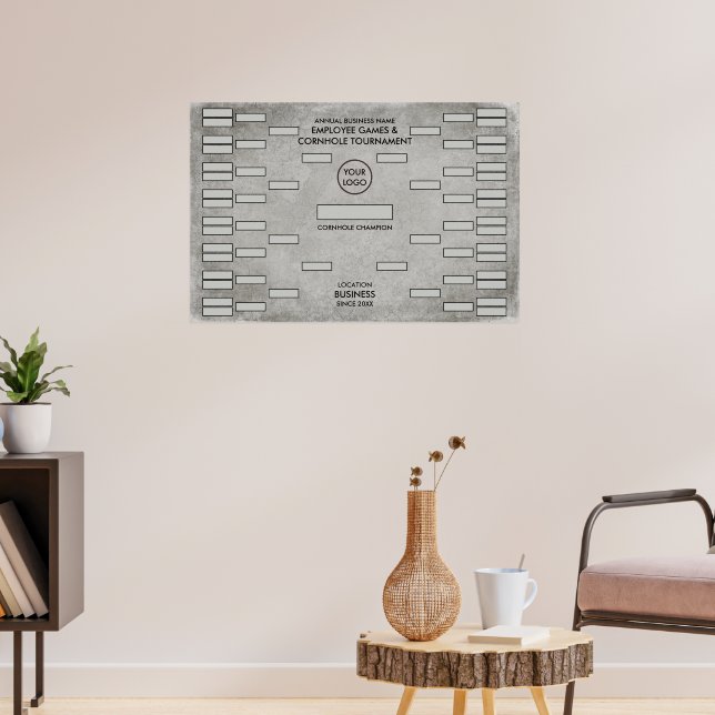 Bus Logo Grey Grunge Cornhole Tournament Score Poster (Living Room 3)