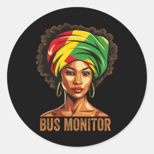 Bus Monitor Afro African American Black History Mo Classic Round Sticker