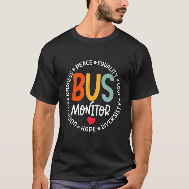 Bus Monitor Driver Aide Matching Group Squad Back  T-Shirt (Front)