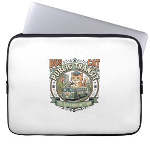 Bus Public Transit Cat Bus Public Transit Cat Vint Laptop Sleeve