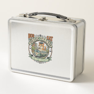 Bus Public Transit Cat Bus Public Transit Cat Vint Metal Lunch Box