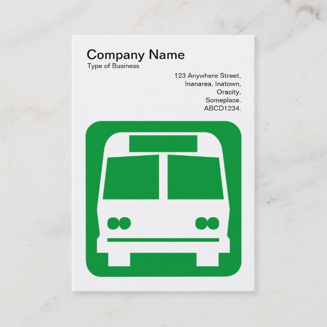 Bus Sign - Grass Green on White Business Card (Front)