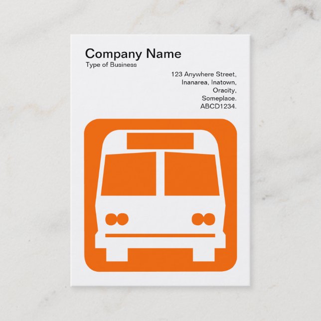 Bus Sign - Orange on White Business Card (Front)