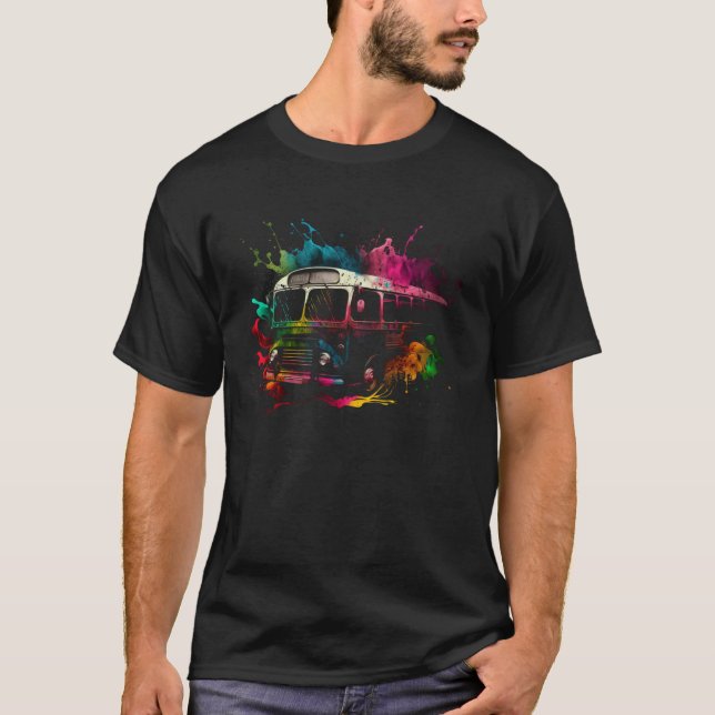Bus Splash Bus Driver Omnibus Work Bus Coach Retro T-Shirt (Front)