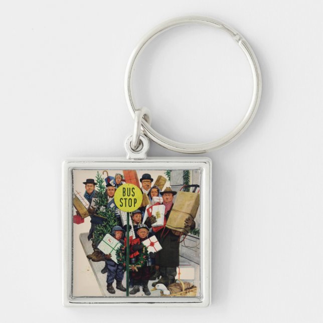 Bus Stop at Christmas Key Ring (Front)