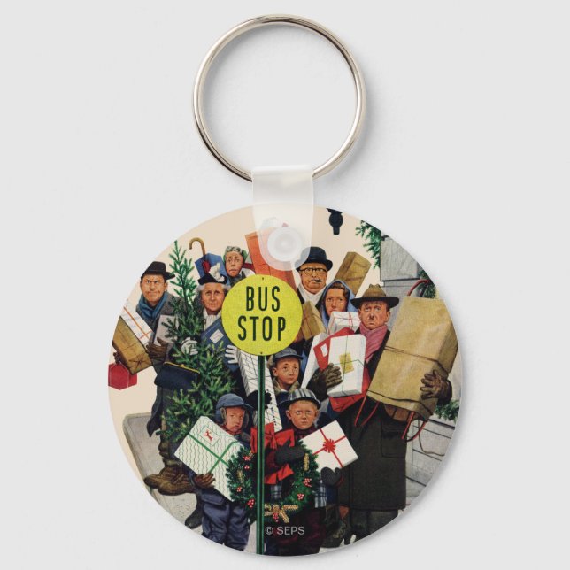 Bus Stop at Christmas Key Ring (Front)