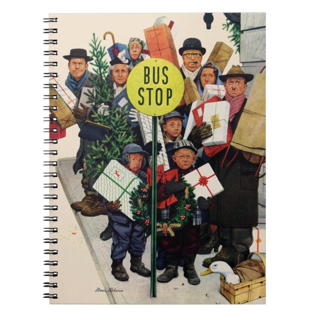 Bus Stop at Christmas Notebook (Front)