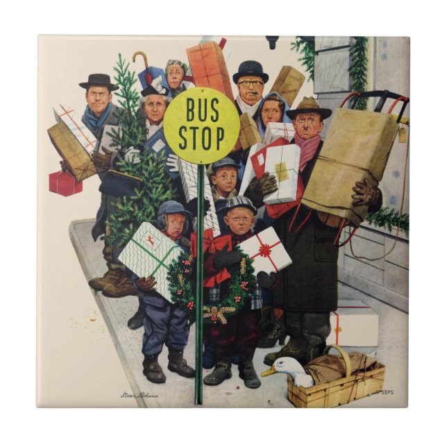 Bus Stop at Christmas Tile (Front)