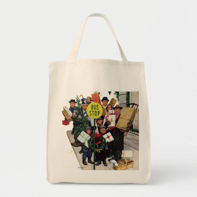 Bus Stop at Christmas Tote Bag (Front)