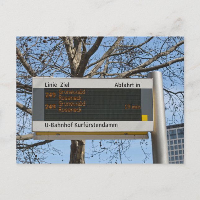 Bus Stop Sign in Berlin Postcard (Front)
