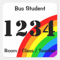 Bus Student ID Sticker - Rainbow