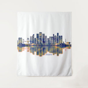 Busan Skyline Tapestry