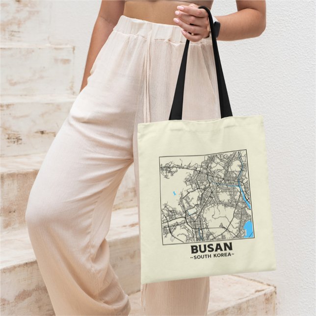 Busan, South Korea City Map Tote Bag (Creator Uploaded)