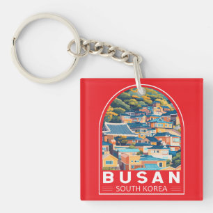 Busan South Korea Travel Art Emblem Key Ring