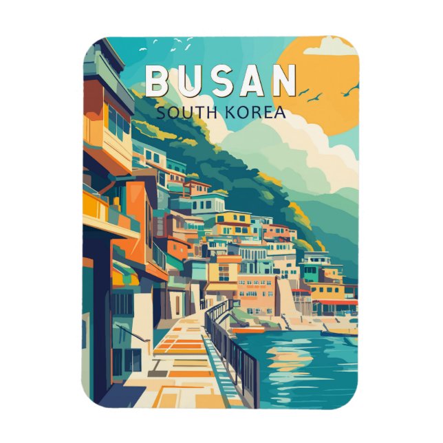 Busan South Korea Travel Art Vintage Magnet (Vertical)