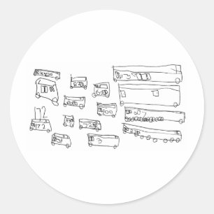 Buses Classic Round Sticker