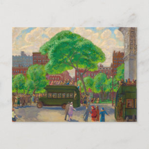 Buses in the Square by John Sloan Postcard