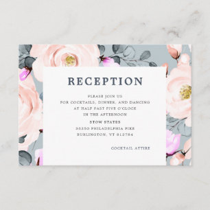 Bush and dusty Blue Watercolor Floral Reception Enclosure Card
