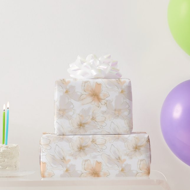 Bush and Taupe Modern Art Floral Wrapping Paper (Party Gifts)