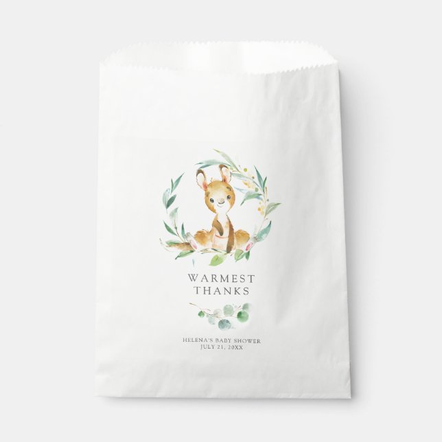 Bush Baby Kangaroo Baby Shower Favour Bag (Front)