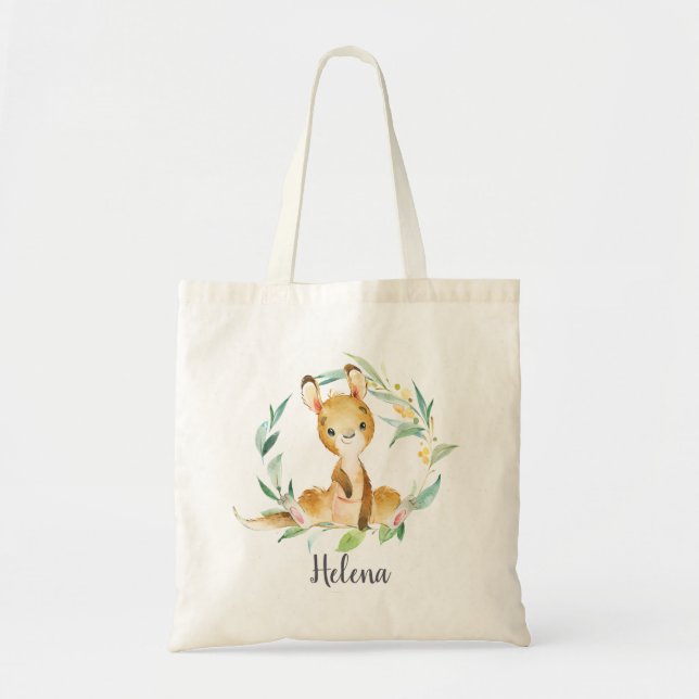 Bush Baby Kangaroo Personalised Tote Bag (Front)