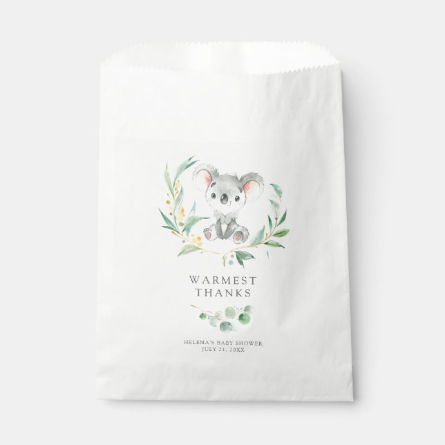 Bush Baby Koala Baby Shower Favour Bags (Front)