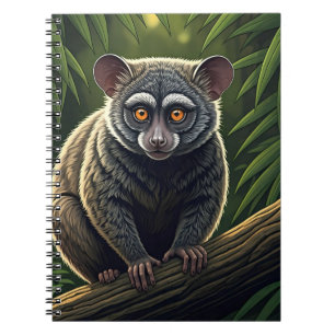 Bush Baby Perched on Jungle Branch Notebook