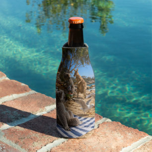 Bush BBQ with Kangaroos and Koalas Bottle Cooler