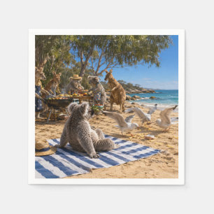 Bush BBQ with Kangaroos and Koalas Napkin
