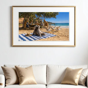 Bush BBQ with Kangaroos and Koalas Poster
