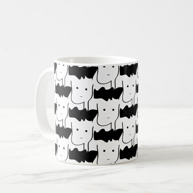 bush head doodle pattern coffee mug (Front Left)