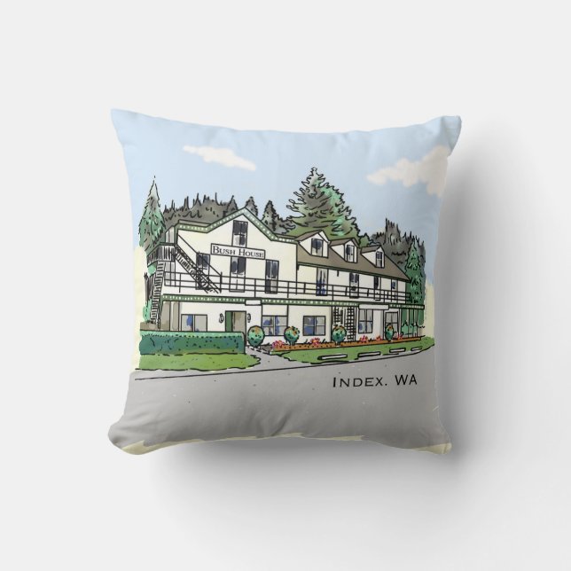 Bush House Inn Throw Pillow 16" x 16" (Front)