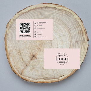 Bush P QR Mini Custo Logo/Social Media Icons Pink Business Card