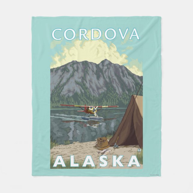 Bush Plane & Fishing - Cordova, Alaska Fleece Blanket (Front)
