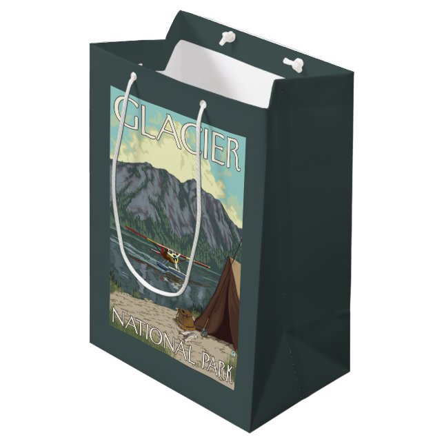 Bush Plane & Fishing - Glacier National Park, MT Medium Gift Bag (Front Angled)
