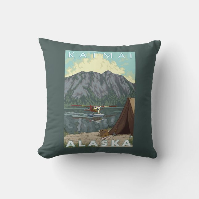 Bush Plane & Fishing - Katmai, Alaska Cushion (Front)