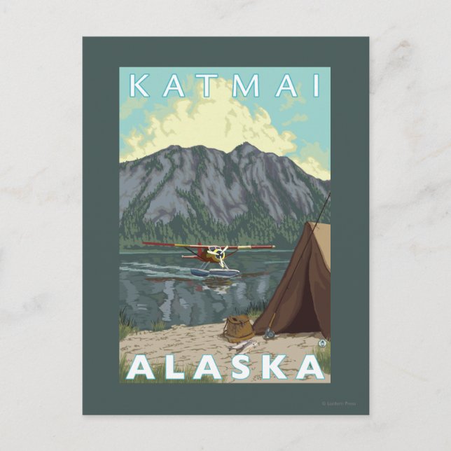 Bush Plane & Fishing - Katmai, Alaska Postcard (Front)