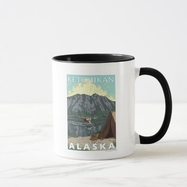 Bush Plane & Fishing - Ketchikan, Alaska Mug (Right)