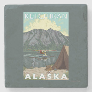Bush Plane & Fishing - Ketchikan, Alaska Stone Coaster