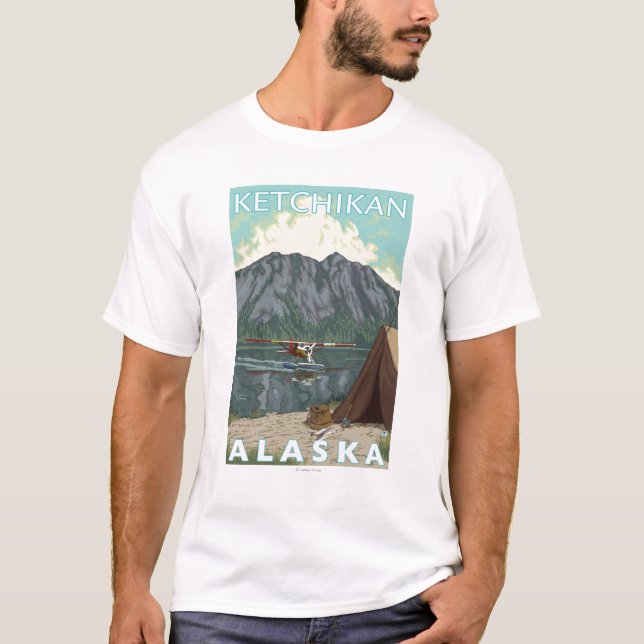 Bush Plane & Fishing - Ketchikan, Alaska T-Shirt (Front)