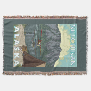 Bush Plane & Fishing - Ketchikan, Alaska Throw Blanket