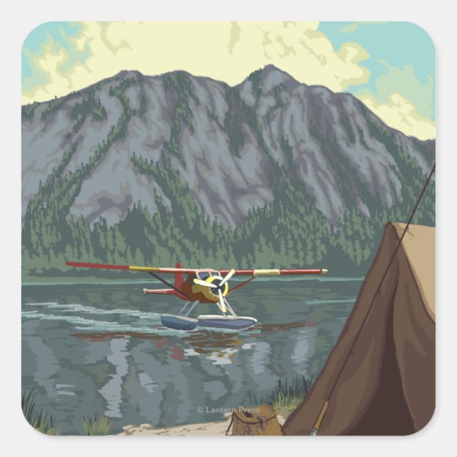 Bush Plane & Fishing - Montana Square Sticker (Front)