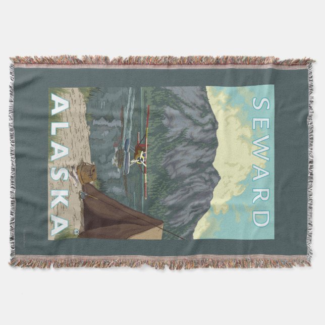 Bush Plane & Fishing - Seward, Alaska Throw Blanket (Front)
