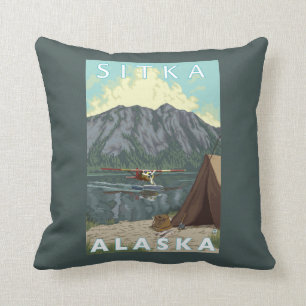 Bush Plane & Fishing - Sitka, Alaska Cushion