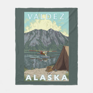 Bush Plane & Fishing - Valdez, Alaska Fleece Blanket