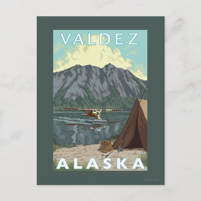 Bush Plane & Fishing - Valdez, Alaska Postcard (Front)