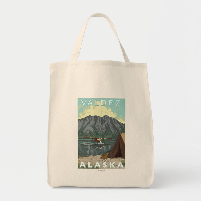 Bush Plane & Fishing - Valdez, Alaska Tote Bag (Front)