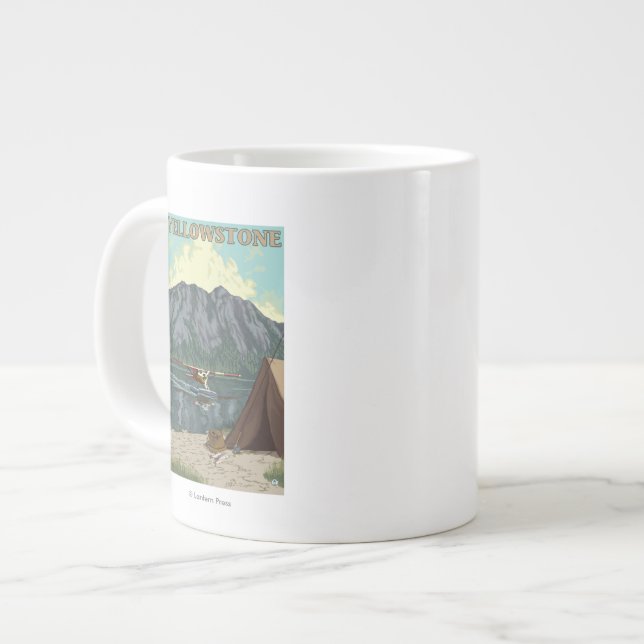 Bush Plane & Fishing - Yellowstone National Large Coffee Mug (Front Left)