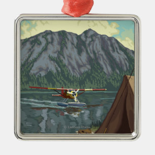 Bush Plane & Fishing - Yellowstone National Metal Tree Decoration