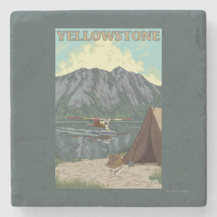 Bush Plane & Fishing - Yellowstone National Stone Coaster